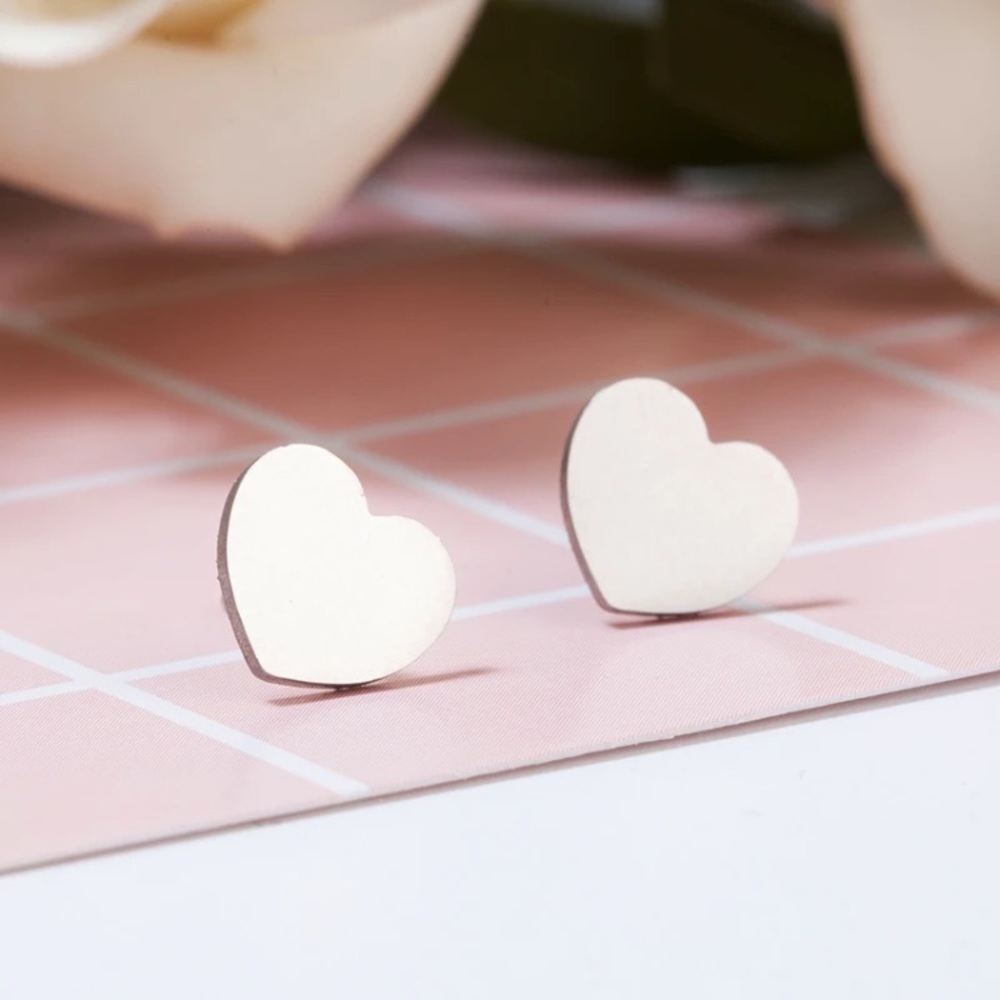 Stainless Steel Heart Stud Earrings